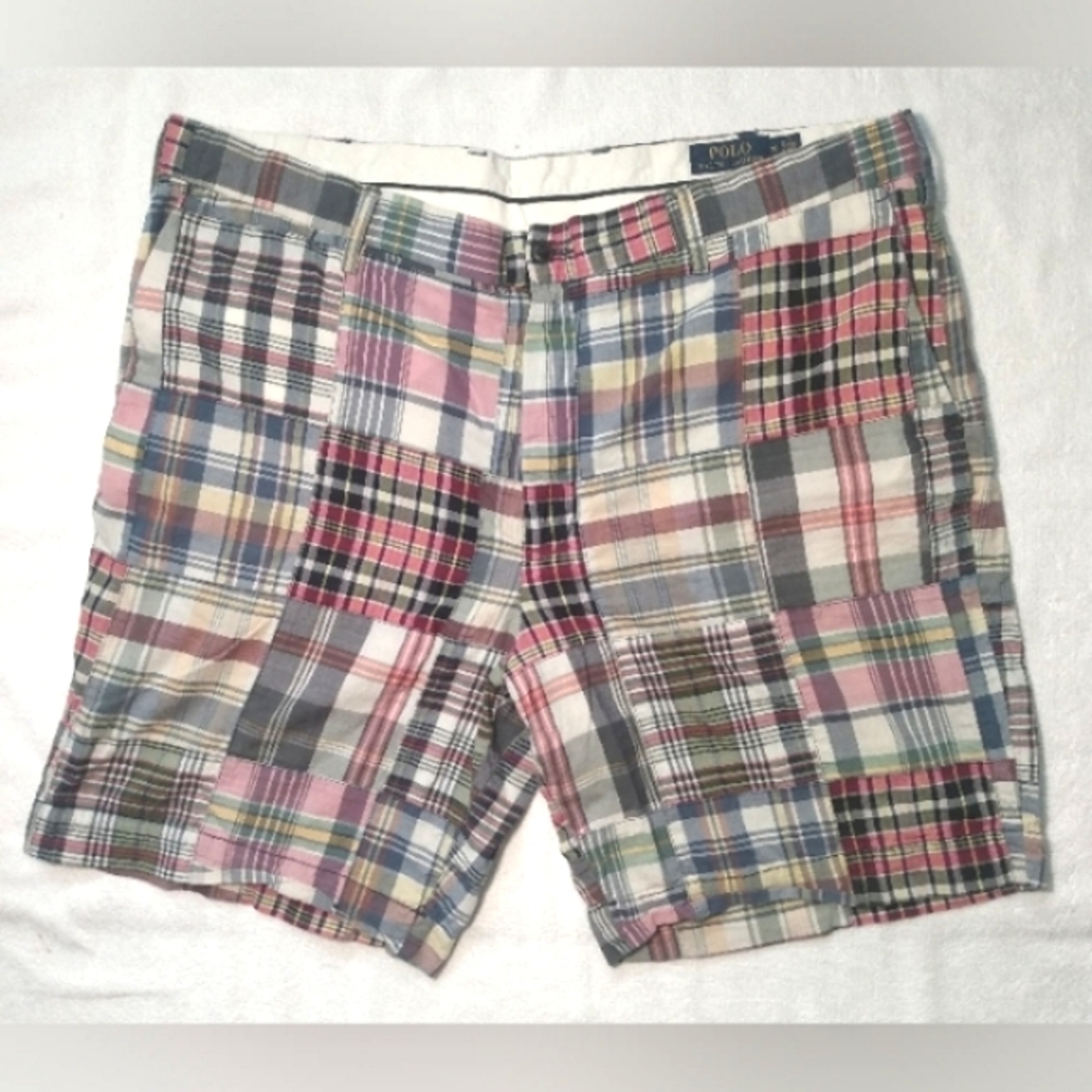 POLO RALPH LAUREN Indian Madras Cotton Plaid Patchwork Summer Shorts - Men's 38
